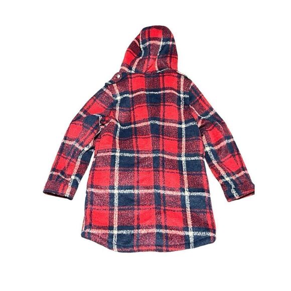 American Eagle Wool Plaid Faux Fur Coat - Picture 4 of 6